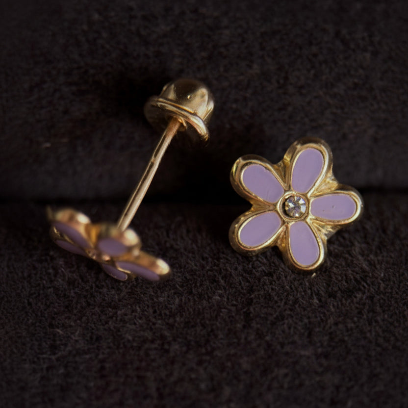 Broqueles flor esmaltada