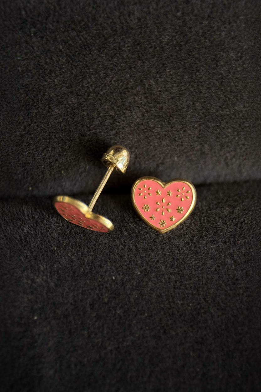 Broqueles corazón rosa
